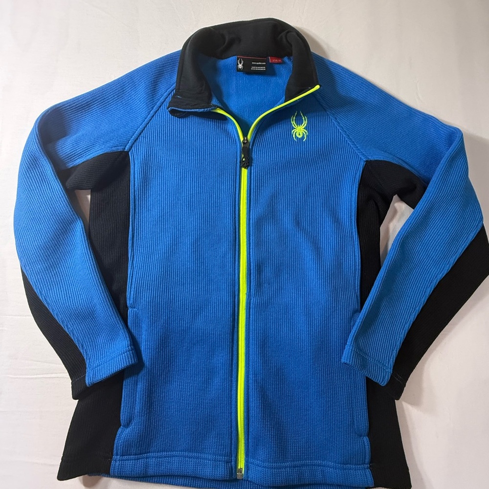 Spyder Blue Fleece Jacket with Black Collar and Red Tag Youth L 14/16